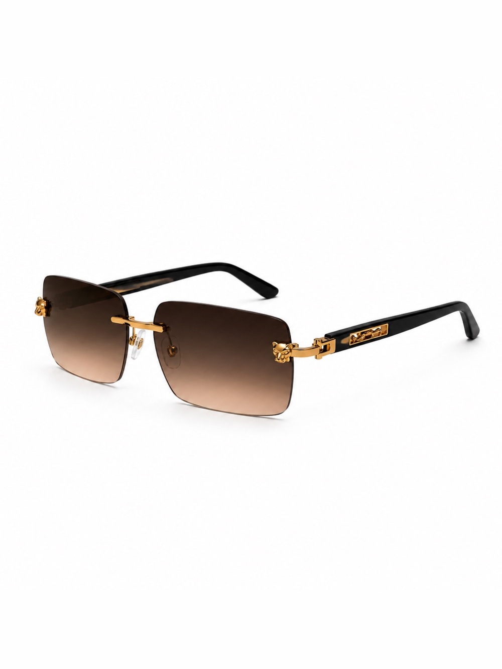 Cartier Brown Gradient Rimless Sunglasses with Gold Accents - Picture 2 of 3